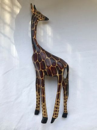 12 " Handcarved Wooden Giraffe/ Statue/ Figurine African Safari Decor