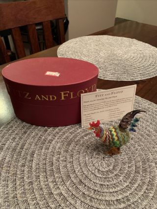 Fitz And Floyd Blown Glass Menagerie Rooster Figurine