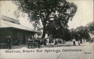 1923 Boyes Hot Springs,  Ca Railroad Station Sonoma County Railroad Depot Postcard
