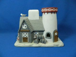 Partylite Stoney Harbor Lighthouse Tealight Candle Holder Porcelain