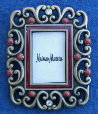Jay Strongwater Maroon Enamel Pierced Picture Frame Swarovski Crystals Paperclip