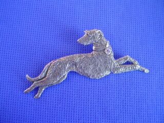 Scottish Deerhound Pin Pewter Crystal Leaping Sighthound Dog Jewelry By Cac 16e