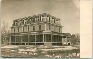 1910s Glen Elder,  Kansas Rppc Real Photo Postcard Hobart Hotel Street View