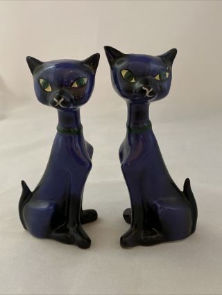 Vintage Siamese Cat Salt & Pepper Shakers Blue & Black 1960s Price 25c