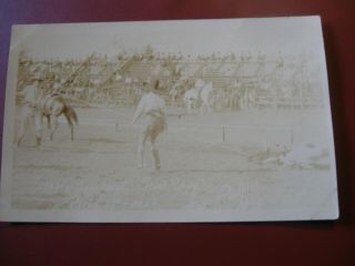 1922 Real Photo Cowgirl Mable Strickland Roping Pendleton Roundup Or Oregon Rppc