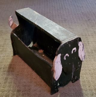Hand Made Wood Dachshund Dog Shoe Shine Box Tools Paint Brushes Folk Art Vintage