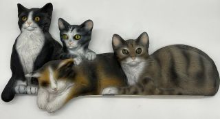 3d Cats Raised Resin Wall Plaque Hanger