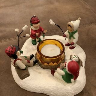 Hallmark Waiting For Santa Ornament Tealight Candleholder Roasting Marshmallows