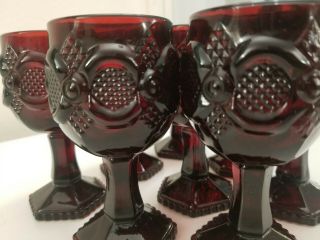 Set Of 8 Vintage Avon Cape Cod Ruby Red Glass Small Wine/juice Goblets