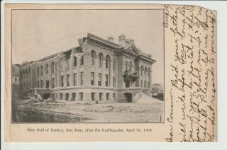 San Jose California Hall Of Justice Courthouse After 1906 Earthquake Posted 1906