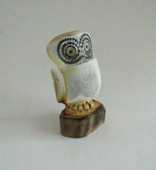 Charming Hand Carved Bovine Horn Owl Figurine