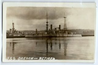 U.  S.  S.  Oregon,  Retired Battleship,  C.  1915,  Photo Postcard Rppc K