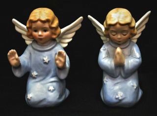 Vintage Pair Goebel W.  Germany Porcelain Christmas Angels Hand Signed