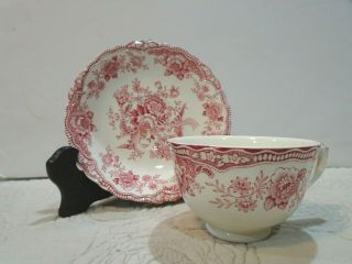 Bristol Old Hall Ware Crown Ducal England Pink Cup And Saucer Set