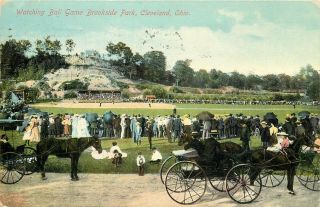 Crowd Watching Baseball Game.  Brokside Park,  Cleveland,  Oh Postcard.  Indians?
