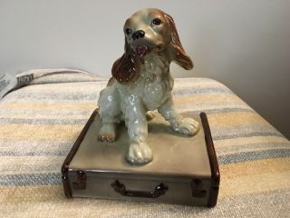 Goldscheider Figurine Spaniel Dog Puppy With Suitcase Bon Voyage By A.  Jacob