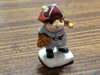 Wee Forest Folk Batter Up Baseball Mouse Maroon And Grey Ms - 15 Annette Petersen