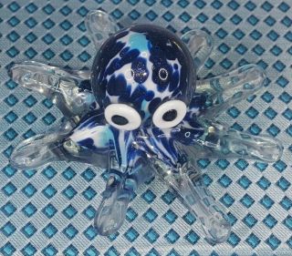 Glow In The Dark Glass Octopus Paperweight Figurine (dynasty Gallery) Handmade