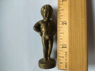Vintage Brussel Belgium Boy Peeing Figurine Brass Ruxelles