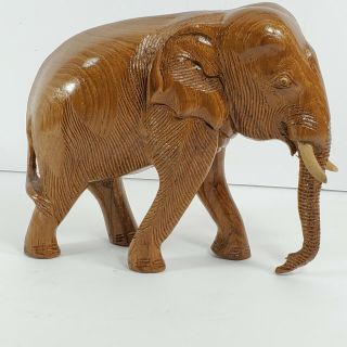 Vintage Large Wooden Hand Carved Elephant 5 " X 6 " (bc) 2