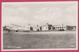 Aba,  Swedish Airlines,  Dc - 3 At Gotland Visby Airport,  Sweden,  Aviation Rppc