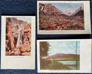 3 Antique 1906 Postcards - Rainbow Falls,  Ouray & Cheyenne Mountain Colorado
