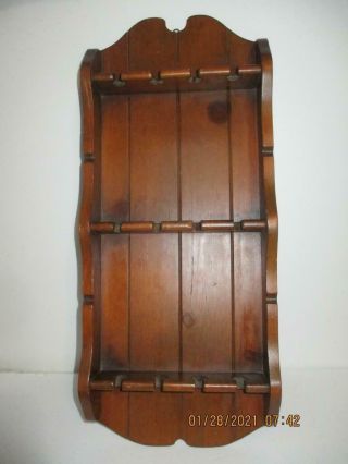 Vintage Wooden 12 Spoon Rack Holder Wall Hanging Display For Souvenir Spoons