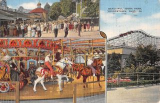 Youngstown,  Oh,  Idora Amusement Park,  Carousel & Roller Coaster 1944