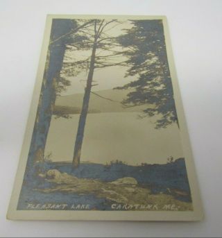 Pleasant Lake Caratunk Maine Postcard Rppc Real Photo 1925