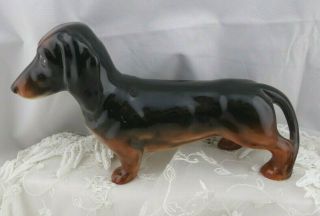 Vintage Ceramic Dachshund Figurine Beswick England Black & Tan