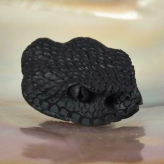 Viper Snake Head Bead Buffalo Horn Carving For Bracelet Necklace Handmade 5.  65 G