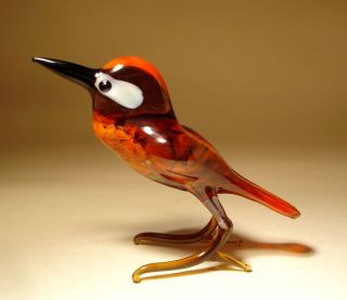 Blown Glass Figurine " Murano " Art Bird Woodpecker