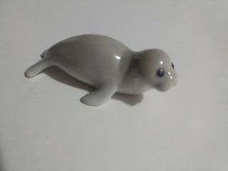 Vintage Otagari Omc Baby Gray Seal Porcelain Ceramic Figurine Japan