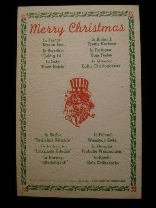 Uncle Sam Santa Claus Merry Christmas Multi Languages,  Multiple Postal Markings