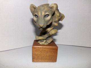 Mill Creek Studios Intuition Cougar Resin Sculpture On Wood Base Figurine Statue