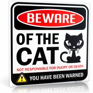 Beware Of Cat Warning Sign Size 12 " X 12 "
