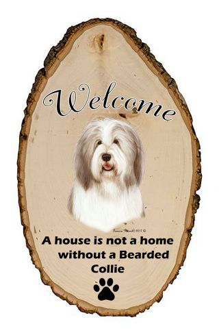 Outdoor Welcome Sign (tb) - Fawn And White Bearded Collie 51483