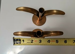 MCM pair Brass Lily Candle Holder marked 