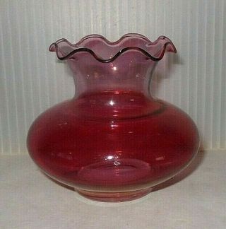 Mid Century Vintage Rose Pink Glass Small Ruffled Edge Vase Light Wear