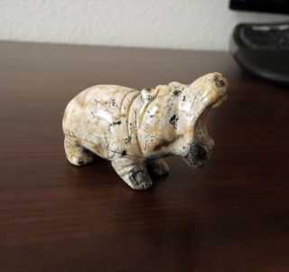 Stone/Mineral Hippo - agate,  jasper,  carving 2