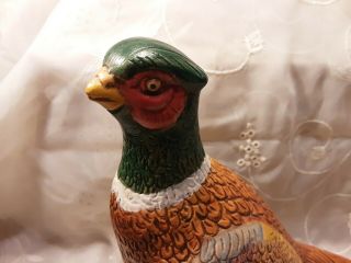Vintage 70 ' s Holland Mold Ceramic Pheasant Bird Statue handmade painted ringneck 2