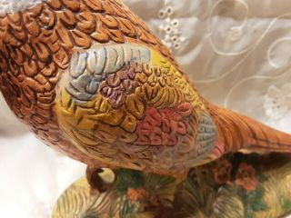 Vintage 70 ' s Holland Mold Ceramic Pheasant Bird Statue handmade painted ringneck 3