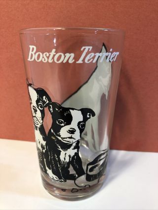 Vintage 5 " Boscul Boston Terrier Peanut Butter Drinking Glass Tumbler