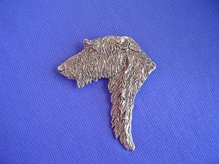 Scottish Deerhound Head Study Pin 16h Pewter Dog Jewelry By Cindy A.  Conter Iw