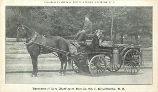Poughkeepsie Ny Apparatus Of Lady Washington Fire Hose Co.  3 Pre - 07 Postcard