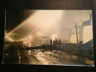 Main Street Fire Charles City Ia Iowa Rppc Real Photo Postcard (268c)
