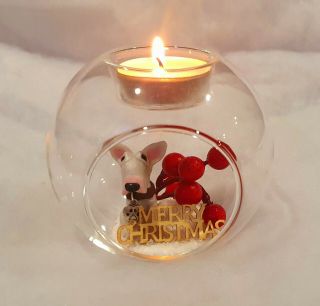 Odd Bulls Hand Made English Bull Terrier Glass Ball Tea Light Holder Christmas