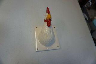 Vintage Ceramic Chicken/rooster Head - Towel Holder Wall Hook
