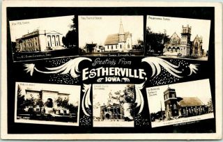 1907 Estherville Iowa Rppc Real Photo Multi - View Postcard 6 Building Views