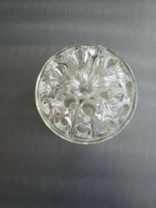 Vintage Clear Glass Flower Frog 4 " 19 Hole Reims Made In France,  Label Intact